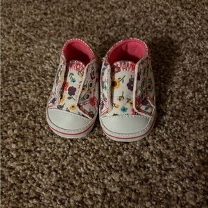 Floral Kids Shoes with Pink Accents